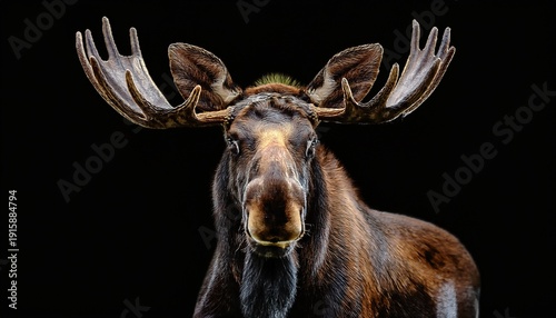 Moose Cute Yet Unique Animal Posing On A Deep Black Background Highlighting Its Distinctive Features And Charming Appearance