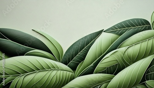 Green Olive Leaves Line Artwork Backround Generative Ai