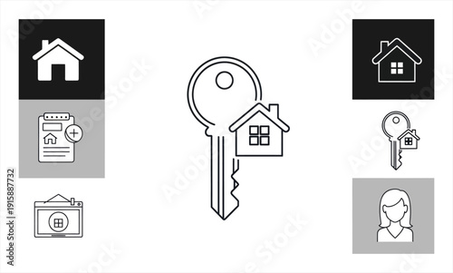 House Key with Home Icon - Real Estate and Property Ownership Concept.