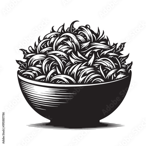 Black Coleslaw Silhouette Vector, High Quality Illustration on White Background