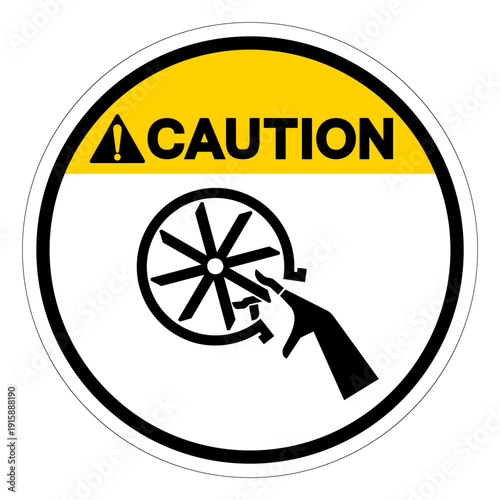 Caution Impeller Blade Cutting of Fingers or Hand Symbol Sign,Vector Illustration, Isolated On White Background Label.EPS10