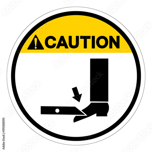 Caution Foot Hazard Symbol Sign,Vector Illustration, Isolated On White Background Label.EPS10