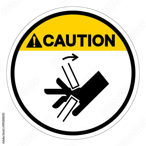 Caution Hand Crush Pinch Point Symbol Sign ,Vector Illustration, Isolate On White Background Label. EPS10