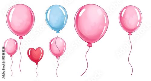 balloons, colorful, illustration, isolated, party, celebration, festive, birthday, event, fun, joy, happy, cheerful, decoration, decor, holiday, carnival, festival, kids, children, playful, cute, vibr