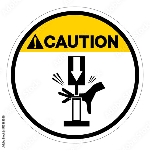 Caution Moving and Rivets on Riveter Symbol Sign ,Vector Illustration, Isolate On White Background Label.EPS10