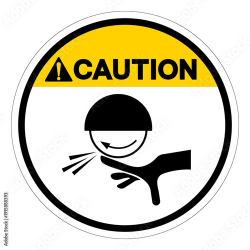 Caution Rotating Wheel Hazard Symbol Sign ,Vector Illustration, Isolate On White Background Label.EPS10