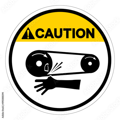 Caution Rotating Flywheel Hazard Symbol Sign ,Vector Illustration, Isolate On White Background Label.EPS10