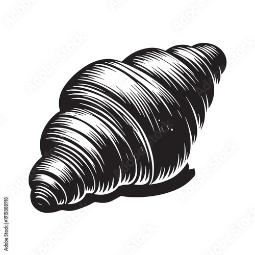 Black Croissant Silhouette Vector, High Quality Illustration on White Background