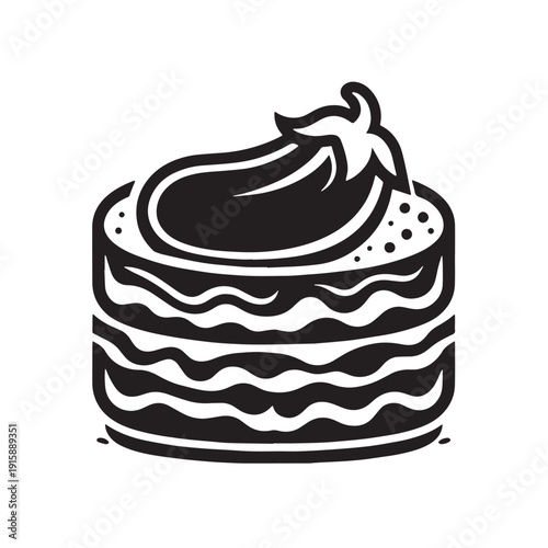 Black Eggplant Parmesan Silhouette Vector, High Quality Illustration on White Background