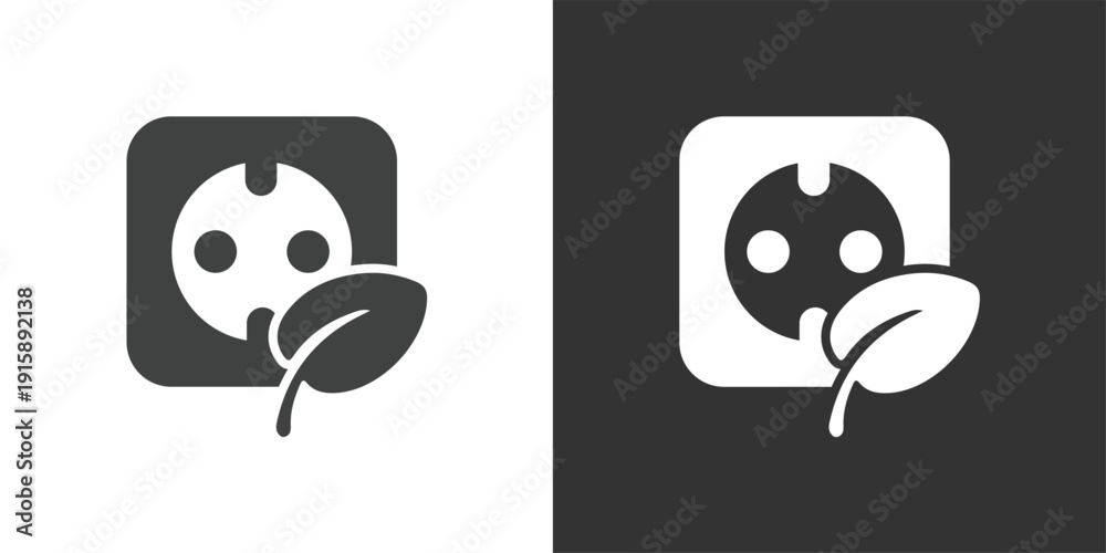Naklejka premium Eco-Friendly Electrical Socket icon. Solid glyph series icon