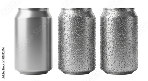 Wallpaper Mural Three silver soda cans with condensation isolated on transparent background Torontodigital.ca