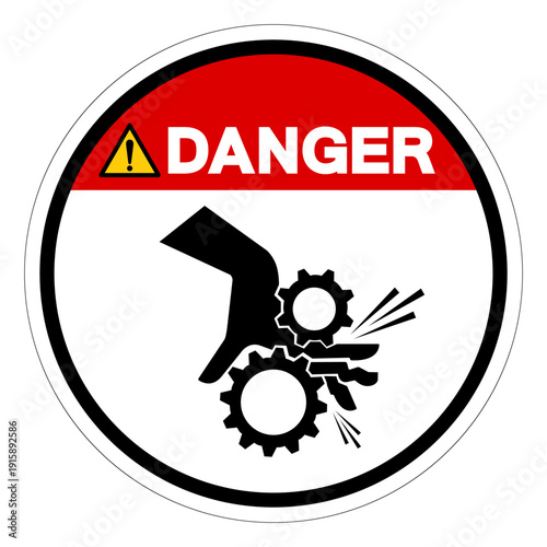 Danger Rotating Gear Can Nip Hazard Symbol Sign ,Vector Illustration, Isolate On White Background Label.EPS10