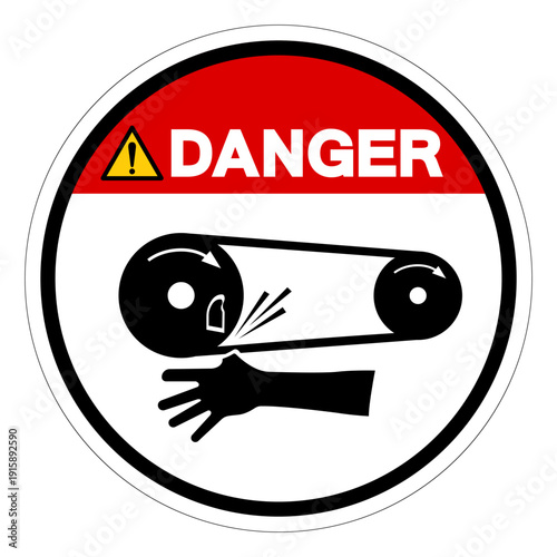 Danger Rotating Flywheel Hazard Symbol Sign ,Vector Illustration, Isolate On White Background Label.EPS10