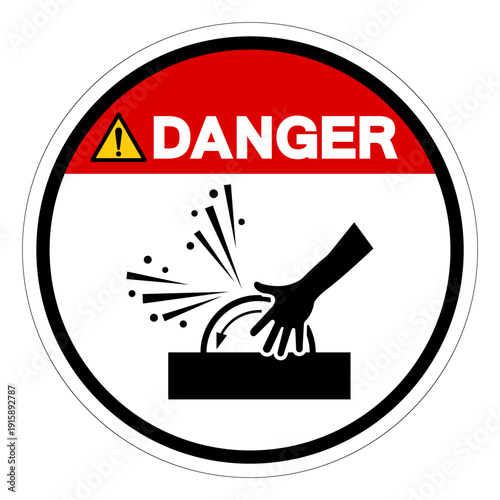 Danger Moving Sandpaper On Sander Symbol Sign ,Vector Illustration, Isolate On White Background Label.EPS10