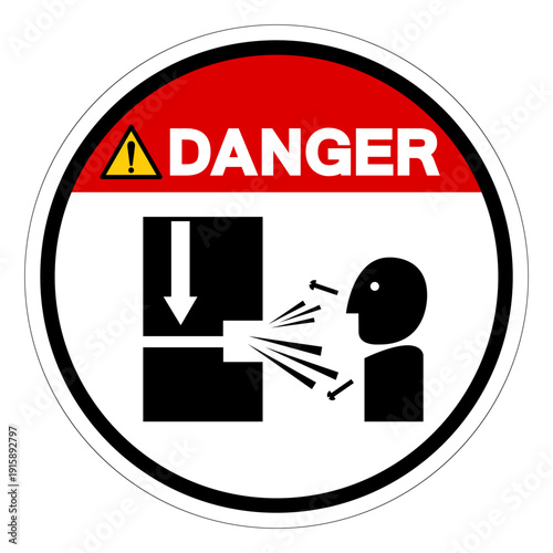 Danger Moving Slide and Die On Power Pesses Hazard Symbol Sign ,Vector Illustration, Isolate On White Background Label.EPS10