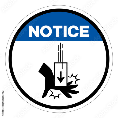 Notice Crush Hazard Symbol Sign ,Vector Illustration, Isolate On White Background Label. EPS10
