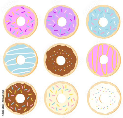 Glazed Donut with Sprinkles – Cute Vector Illustration - Vector PNG Clipart, Isolated on Transparent Background