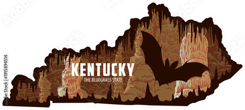 vector Kentucky sticker design with bat in cave