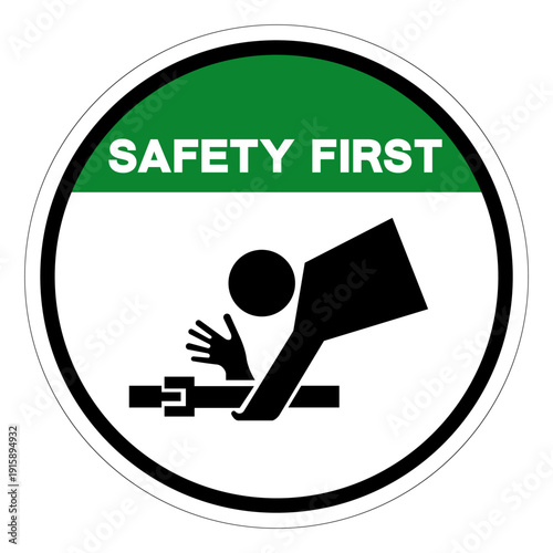 Safety First Of Arm Entanglement Symbol Sign ,Vector Illustration, Isolate On White Background Label.EPS10