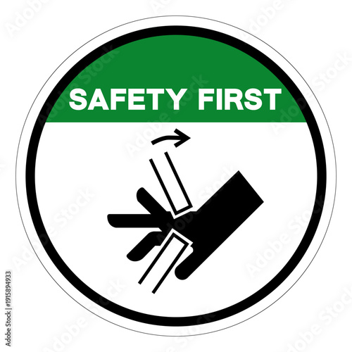 Safety First Hand Crush Pinch Point Symbol Sign ,Vector Illustration, Isolate On White Background Label. EPS10
