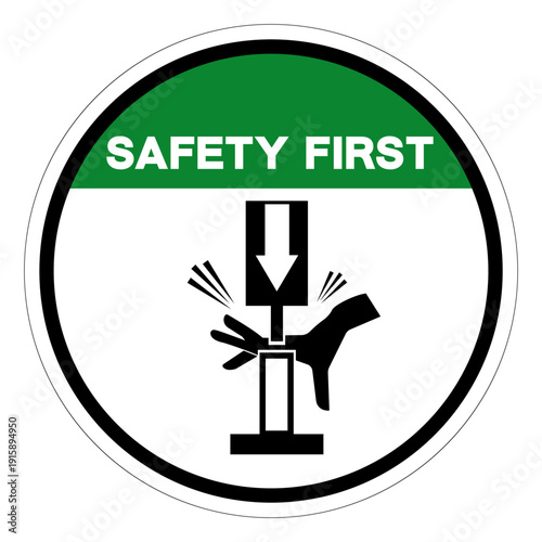 Safety First Moving and Rivets on Riveter Symbol Sign ,Vector Illustration, Isolate On White Background Label.EPS10