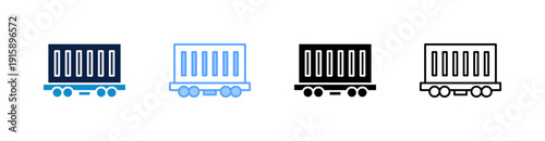 Cargo Train Multiple Style Icon Set Collection 