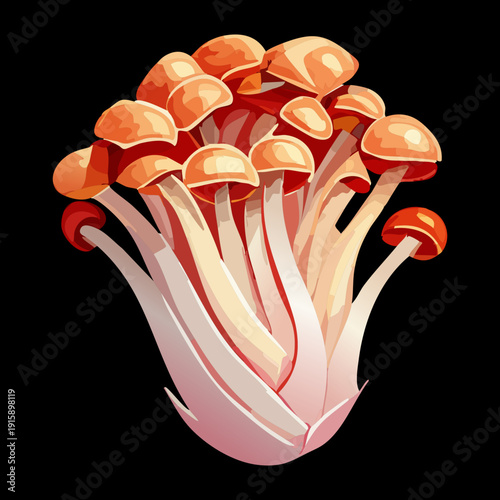 Radiant magenta and coral fungal group for trendsetting food magazine layouts and lifestyle blog headers - Vector Illustration