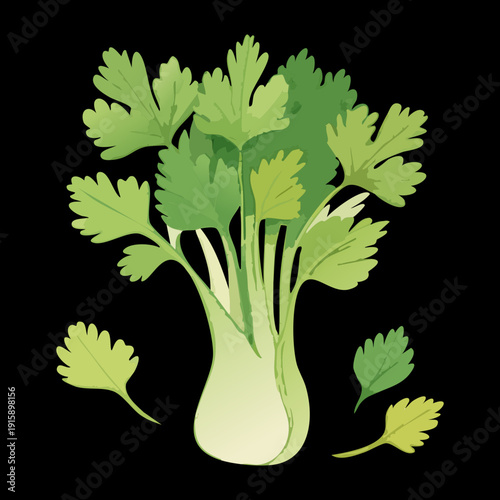 Lush Celery Bunch For Healthy Diet Awareness And Fresh Organic Produce Market Marketing - Vector Illustration