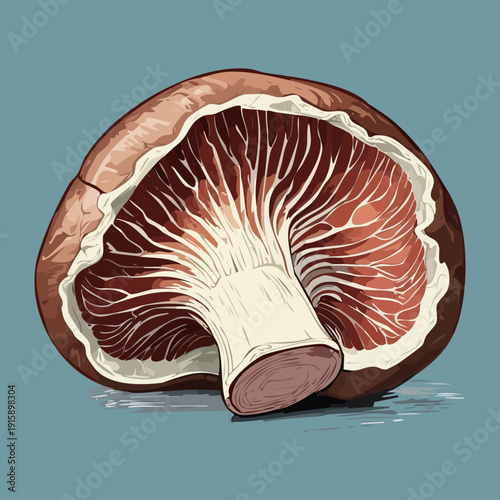 Detailed cross section of dark truffle variety for premium gourmet seasoning and luxury spice packaging - Vector Illustration