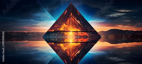 silhouette of piramid Broken ,generative AI