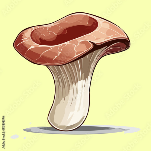 Broad umber mushroom cap for mycology field study guides and sustainable agriculture workshop materials - Vector Illustration