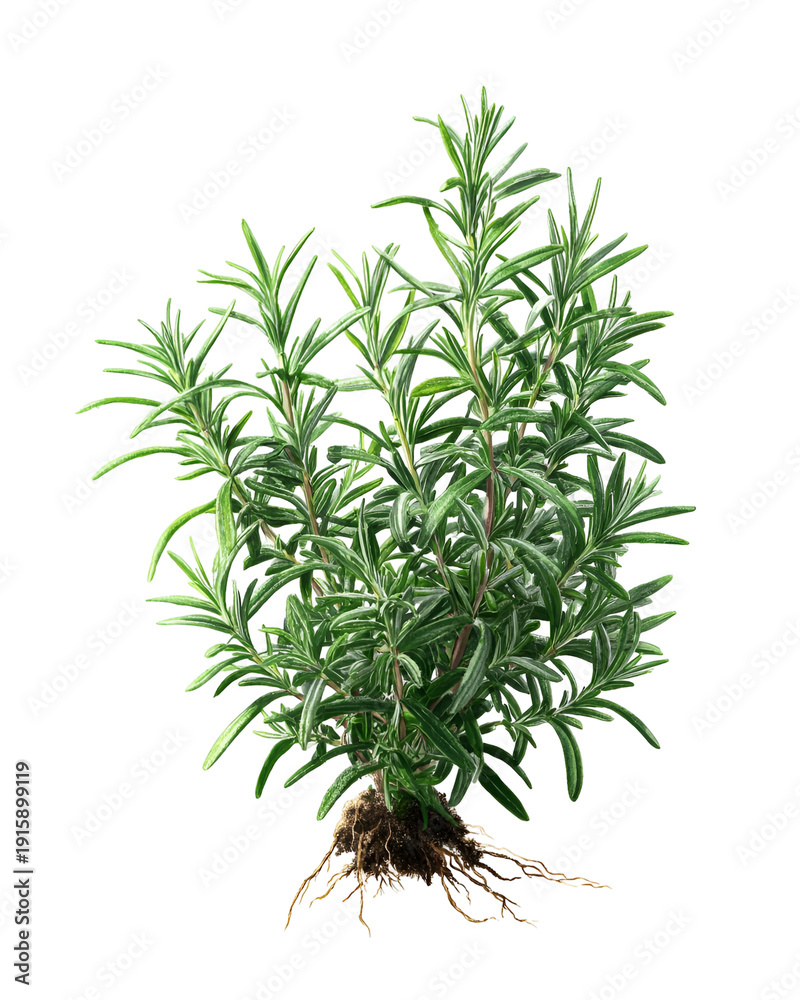Fototapeta premium Fresh green rosemary plant isolated on white background for cooking and gardening