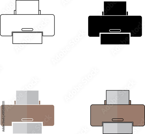 PRINTER ICON SYMBOLS FOR PRINTING IMAGES OR DOCUMENTS