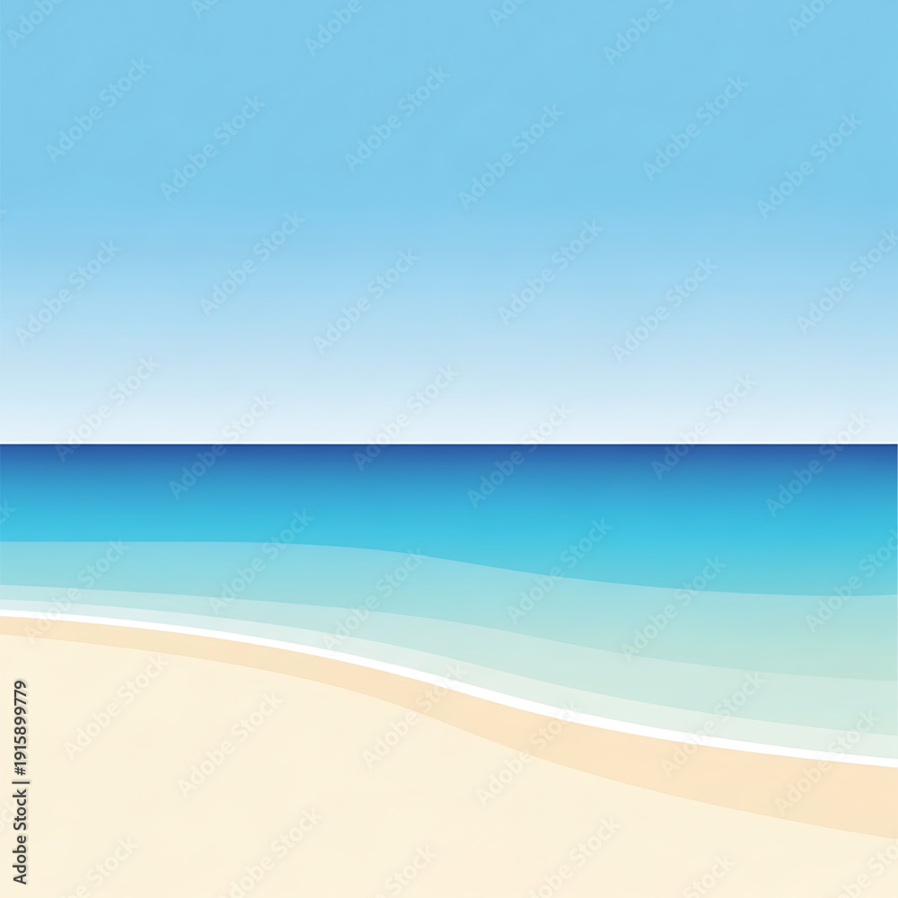 Fototapeta premium Beach Scene with Shoreline and Ocean Waves