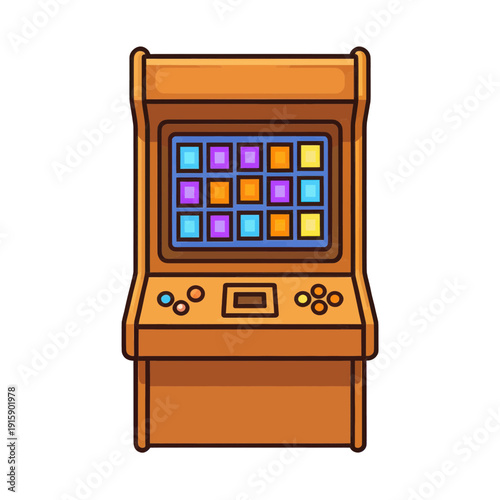 Arcade Game Machine Icon With Colorful Grid Display