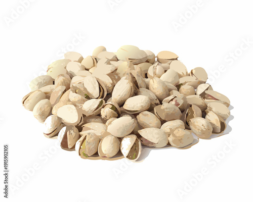 A pile of shelled pistachios isolated on a white background