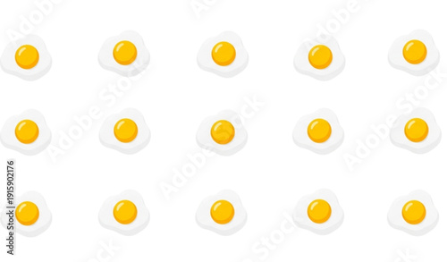Decorative sunny side up egg seamless vector pattern on white background for textile wallpaper and interior decor