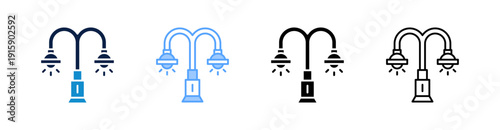 Street Light Multiple Style Icon Set Collection 