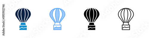 Hot Air Balloon Multiple Style Icon Set Collection 