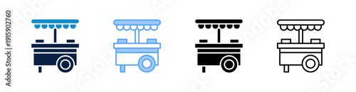 Food Cart Multiple Style Icon Set Collection 