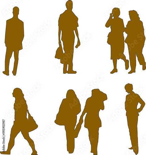 Set of Modern Human Silhouette Figures in Various Poses Designed for Presentation Slides, Infographics, Posters, and Creative Projects