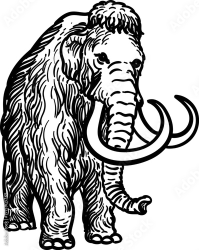 Vintage hand drawn sketch of mammoth