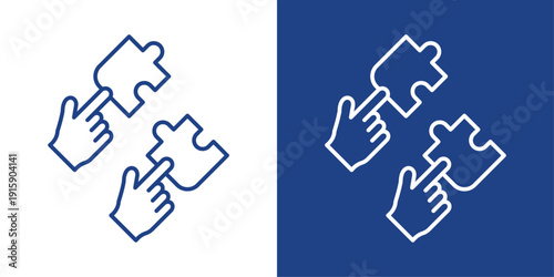 Teamwork Blue And White Icon Style Collection