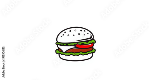 burger, hamburger, food, fastfood, cartoon, illustration, isolated, bun, beef, patty, cheese, lettuce, tomato, sesame, meal, snack, tasty, yummy, delicious, juicy, grilled, sandwich, streetfood, takea
