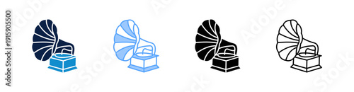 Gramaphone Multiple Style Icon Set Collection 