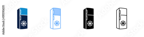 Refrigerator Multiple Style Icon Set Collection 