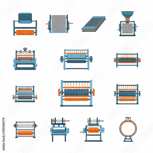 Collection of Industrial Textile Manufacturing Machines.