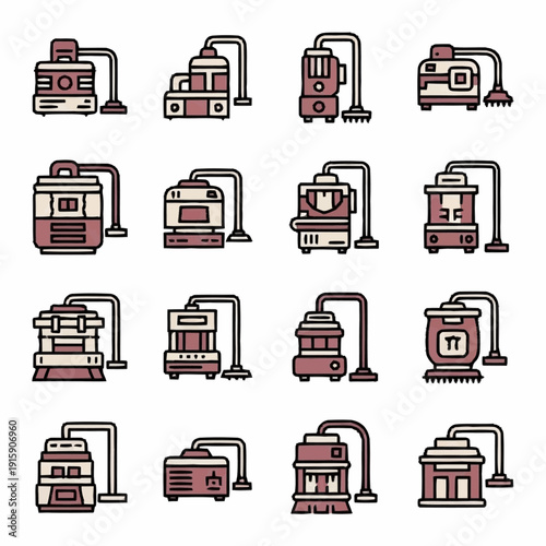 Set of Industrial Distillation Apparatus Icons.