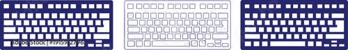 Computer keyboards for typing and data entry flat design vector illustration technology set