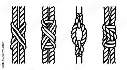 Seamless vector ropes and decorative knots set for nautical or natural designs